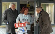 Gundi droht in Alois' Kiosk das Zepter zu &uuml;bernehmen. Von links: Martin Kirchleitner (Hermann Giefer), Gundi Wittmann (Helga Januschkowetz) und Alois Preissinger (Erich Hallhuber).