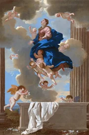 Nicolas Poussin stellt Maria in seinem Gem&auml;lde &bdquo;Mari&auml; Himmelfahrt&ldquo; (um 1630) idealisiert dar.