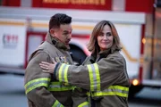 Pictured (L-R): Kevin Alejandro as Manny Perez and Diane Farr as Sharon Leone.