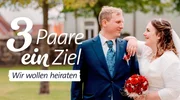 Key Visual zu "3 Paare, ein Ziel - Wir wollen heiraten" der Staffel 2. Im Bild: Morin (rechts) und Roman. Key Visual zu "3 Paare, ein Ziel - Wir wollen heiraten" der Staffel 2. Im Bild: Morin (rechts) und Roman.
