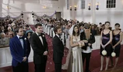 BONES: Hodgins (TJ Thyne, third from L) and Angela (MIchaela Conlin,C) with their wedding party as they are about to exchange wedding vows in the BONES season finale episode "Stargazer in a Puddle" BONES: Hodgins (TJ Thyne, third from L) and Angela (MIchaela Conlin,C) with their wedding party as they are about to exchange wedding vows in the BONES season finale episode "Stargazer in a Puddle"