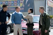 Pictured: Matt Wells as Tom Franklin, Morena Baccarin as Sheriff Mickey Fox and Matt Lauria as Nathan Boone. Pictured: Matt Wells as Tom Franklin, Morena Baccarin as Sheriff Mickey Fox and Matt Lauria as Nathan Boone.