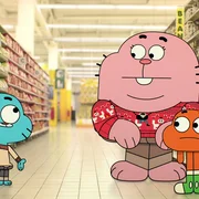 L-R: Gumball, Richard Watterson und Darwin