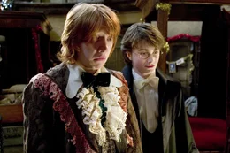 Rupert Grint (Ron Weasley), Daniel Radcliffe (Harry Potter).