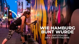 Die Graffiti-K&uuml;nstlerin Lilian aka REAM von der Altonaer Female Crew (AFC) beim Spr&uuml;hen eines Pieces. Die Dokumentation &bdquo;Wie Hamburg bunt wurde&ldquo; erz&auml;hlt von den Anf&auml;ngen der Hamburger Graffiti-Szene.