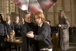 Maggie Smith (Minerva McGonagall), Rupert Grint (Ron Weasley).