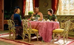 L-R: Teefax (Guillaume Gallien), Obelix (G&eacute;rard Depardieu), Grautvornix (Vincent Lacoste).