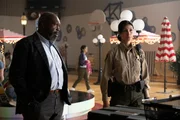 Pictured: Roy Lewis as Mr. Diamond and Morena Baccarin as Sheriff Mickey Fox.