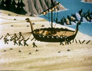 Durch den starken Wind wurde das Schiff der Wikinger wieder dahin getrieben, wo es herkam. Durch den starken Wind wurde das Schiff der Wikinger wieder dahin getrieben, wo es herkam.