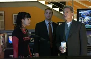 Auf der Suche nach dem Täter: Abby (Pauley Perette, l.), McGee (Sean Murray, M.) und Gibbs (Mark Harmon, r.) ... Auf der Suche nach dem Täter: Abby (Pauley Perette, l.), McGee (Sean Murray, M.) und Gibbs (Mark Harmon, r.) ...