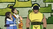 L-R: Actress Katara, Actor Sokka, Actress Aang, Actor Toph