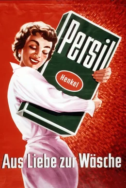 Werbeplakat von 1955. Die wei&szlig;e Dame nach dem Neuanfang mal ohne Hut.