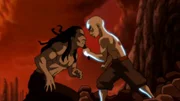 L-R: Phoenix King Ozai, Aang