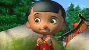 Pinocchio nimmt all seinen Mut zusammen. Er will dem gro&szlig;en b&ouml;sen Wolf die Unterhose von der Leine klauen.