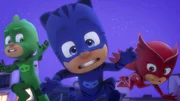 L-R: Gekko (voiced by Kyle Breitkopf), Catboy (voiced by Jacob Ewaniuk), Amaya/Owlette (voiced by Addison Holley)