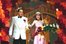 Pictured: (l-r) Tobias Mehler as Tommy Ross, Angela Bettis as Carrie White -- NBC Photo by: Paul Michaud