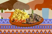 Atti&eacute;ke ist ein Gericht aus Maniokgrie&szlig; mit Fisch und Gew&uuml;rzen. Das Streetfood wird in Abidjan, Elfenbeink&uuml;ste, zu jeder Tageszeit genossen.