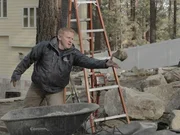 Brian Helfrich tossing a rock at the Strittmatter build in Wrightwood, CA. Brian Helfrich tossing a rock at the Strittmatter build in Wrightwood, CA.