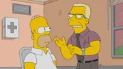 W&auml;hrend Marge langsam realisiert, dass das Gesetz, das sie durchbringt, eigentlich nur schlechtes bewirkt, muss sich Homer (l.) in der Therapie durchschlagen ...