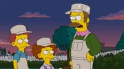 Um Bart in der Schule zu helfen, will Marge einen Erlass durchsetzen - nichtsahnend, dass sie Ned (r.), Rod (l.) und Tod (2.v.l.) damit gegen Homer aufstacheln ...
