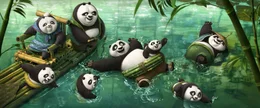 Pos (M.) leiblicher Vater Li (r.) nimmt ihn mit in sein entlegenes Dorf voller tollpatschiger Pandas. Doch die Idylle wird bedroht ...
