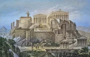 Die Akropolis in Athen, Griechenland, zu Zeiten des Perikles, ca 430 BC