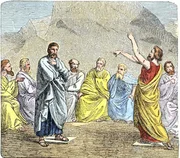 Versammlung des Areopags, eines beratenden Gerichtshofs, der im antiken Athen unter freiem Himmel tagte.