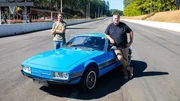 Ep3 - MS of Mike Brewer and Marc 'Elvis' Priestley standing either side of the finished VW SP2 car at SPID São Paulo International Dragway Ep3 - MS of Mike Brewer and Marc 'Elvis' Priestley standing either side of the finished VW SP2 car at SPID São Paulo International Dragway