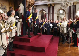 Von links: Friedrich von Preu&szlig;en (Martin Glade), Wilhelm I. (Michael Mendl), Otto von Bismarck (Torsten M&uuml;nchow), Otto von Bayern (Frederic B&ouml;hle) und Helmuth von Moltke (Reiner Sch&ouml;ne).