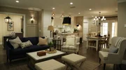 A view of the renovated living room space. A view of the renovated living room space.