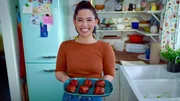 Portrait shot of Molly Yeh and her Bacon Wrapped Meatloaf Portrait shot of Molly Yeh and her Bacon Wrapped Meatloaf