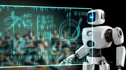 Ein Roboter gibt Mathematikunterricht.