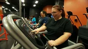 Ashley working out at the gym.