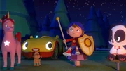 Es ist M&auml;rchenstunde und Prinzessin Glitzerf&uuml;gel verteilt die Rollen: Noddy ist der Ritter, Mi-Mi die Prinzessin und Schlauria der gro&szlig;e, b&ouml;se Wolf. Doch pl&ouml;tzlich fehlen Seiten im M&auml;rchenbuch. Wer hat sie herausgerissen?