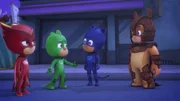 L-R: Owlette (voiced by Addison Holley), Gekko (voiced by Kyle Breitkopf), Catboy (voiced by Jacob Ewaniuk), Armadylan (voiced by Cristian Perri)