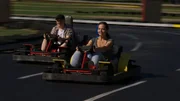 Christina and her boyfriend Shane racing go karts together after her surgery.