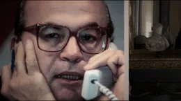 Der italienische Ministerpr&auml;sident Bettino Craxi telefoniert w&auml;hrend der Krise.