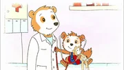 Mit dem Stethoskop darf Bobo den Herzschlag vom Doktor abh&ouml;ren.