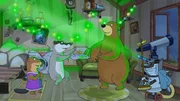 Dr. Brumm, Bibi und Dachs tanzen, um wach zu bleiben. Dr. Brumm, Bibi und Dachs tanzen, um wach zu bleiben.