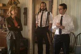Elise Rainier (Lin Shaye), Tucker (Angus Sampson) and Specs (Leigh Whannell)