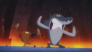 Zig und Sharko wollen ihre Freundin Marina im Vulkan besch&uuml;tzen.