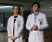 L-R: Dr. Morgan Reznick (Fiona Gubelmann) and Dr. Shaun Murphy (Freddie Highmore) L-R: Dr. Morgan Reznick (Fiona Gubelmann) and Dr. Shaun Murphy (Freddie Highmore)