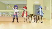 v.li.: Valencia, Margaret, Eileen, Rigby, Mordecai
