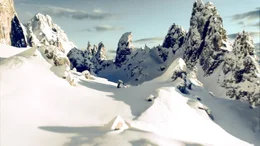 Dolomitenflug im Winter.