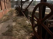 The walkway between the mill and the Androscoggin river. The walkway between the mill and the Androscoggin river.