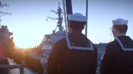 US-Marines w&auml;hrend des Sonnenuntergangs
