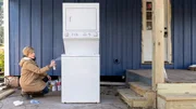 As seen on Home Town, Ben and Erin Napier are completely renovating the Mathews residence in Laurel, Mississippi. Erin has located a used washer and dryer combo unit that needs to be updated with a little cleaning and fresh paint. (working)
