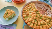Beauty shot of Molly Yeh's Hammy Breakfast Hotdish, as seen on Girl Meets Farm, season 9.
