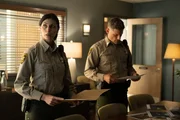 Morena Baccarin as Sheriff Mickey Fox and Matt Lauria as Boone.