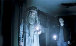Schuldirektor Albus Dumbledore (Michael Gambon, l.) und Harry (Daniel Radcliffe, r.).
